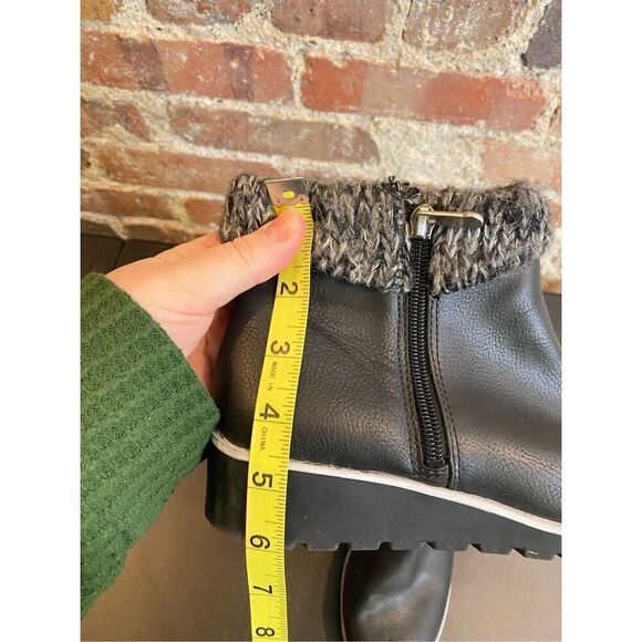 Adrienne Vittadini Black Fuax Leather Cuffed Wedge Ankle Bootie Womens Size 7 - Picture 11 of 13
